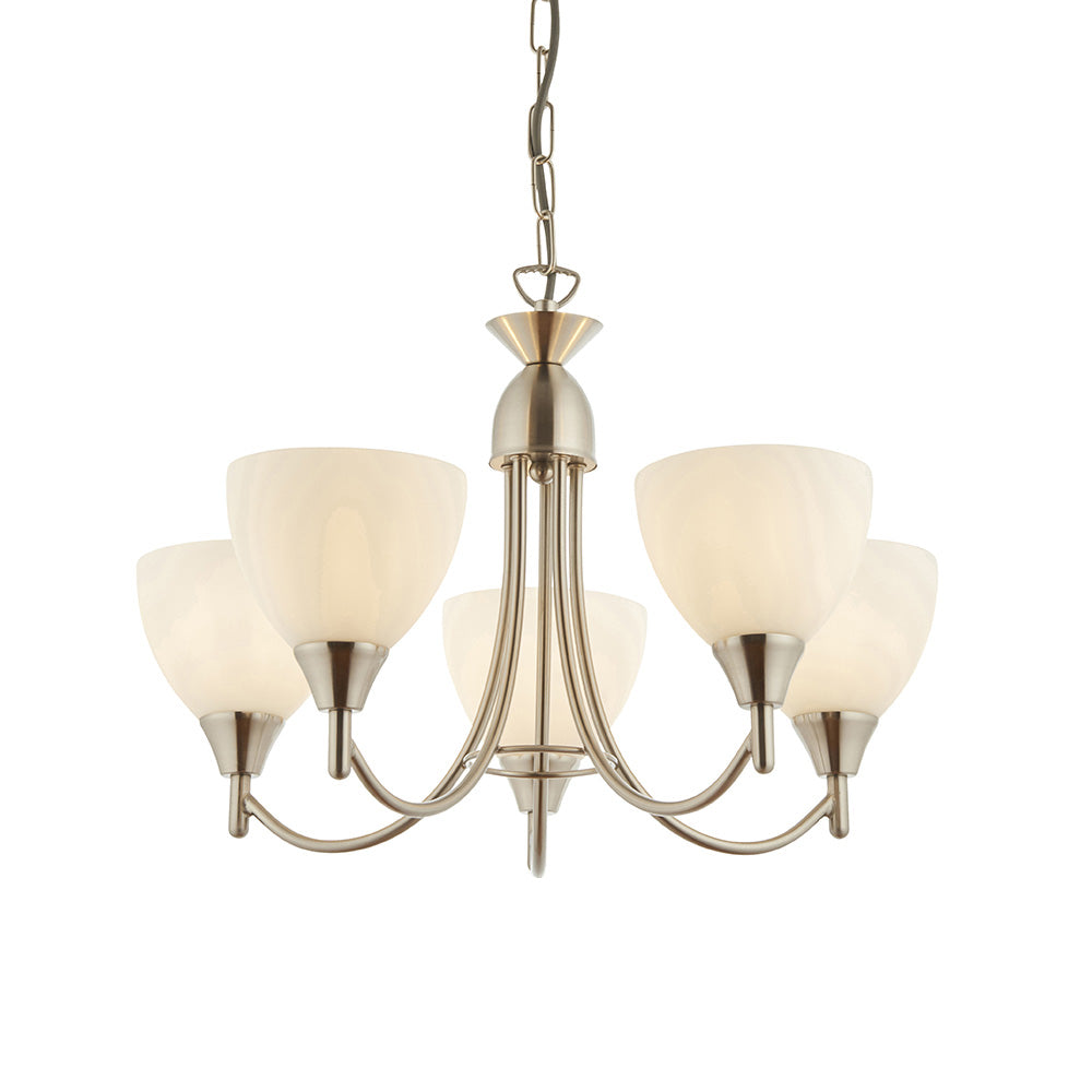 Lunaris | Elegant Adjustable Satin Chrome 5-Light Pendant Fixture 9