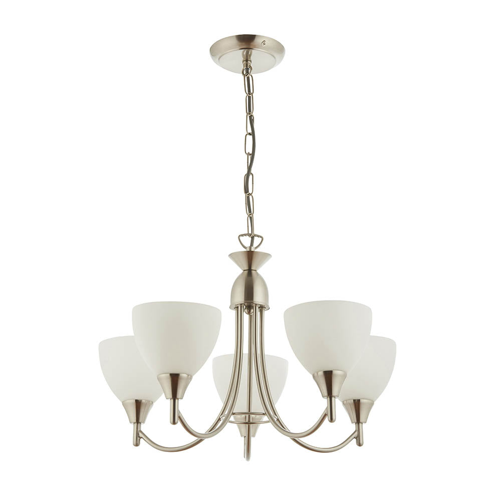 Lunaris | Elegant Adjustable Satin Chrome 5-Light Pendant Fixture 10