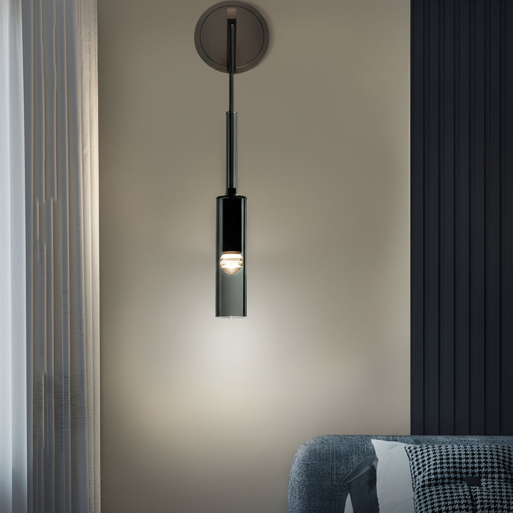 Freyza - LED Wall Sconce Light – Nordic Smoked Glass Copper (42x7cm / 16.5x2.8in)