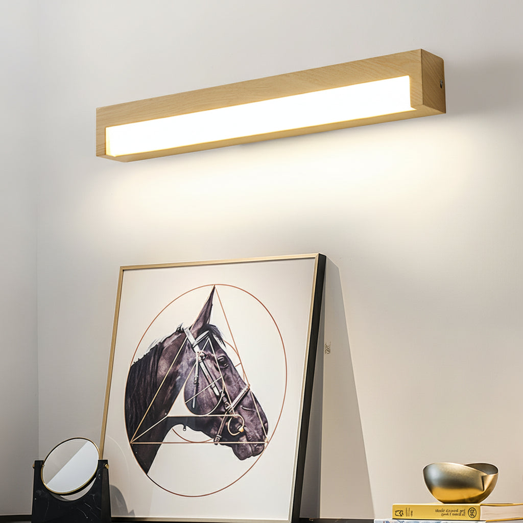 Freyza - LED Wall Sconce Light – Modern Minimalist Geometric Wood Grain Iron (30x10cm / 11.8x3.9in)