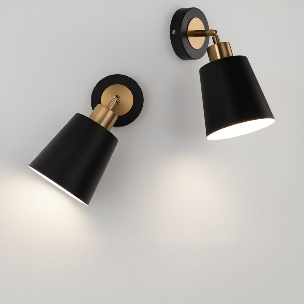 Freyza - LED Wall Sconce – 3-Step Dimming Nordic Adjustable Black Iron (13x18cm)