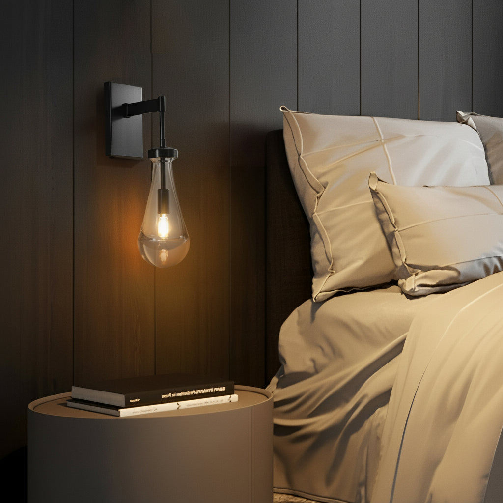 Freyza - LED Wall Sconce Light – Modern Water Drop Copper Crystal (50x21cm / 19.7x8.3in)
