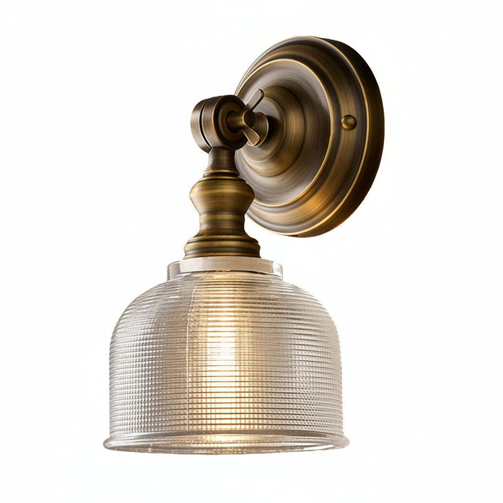 Freyza - LED Wall Sconce – American Retro Solid Brass Glass E14 (15x28cm)