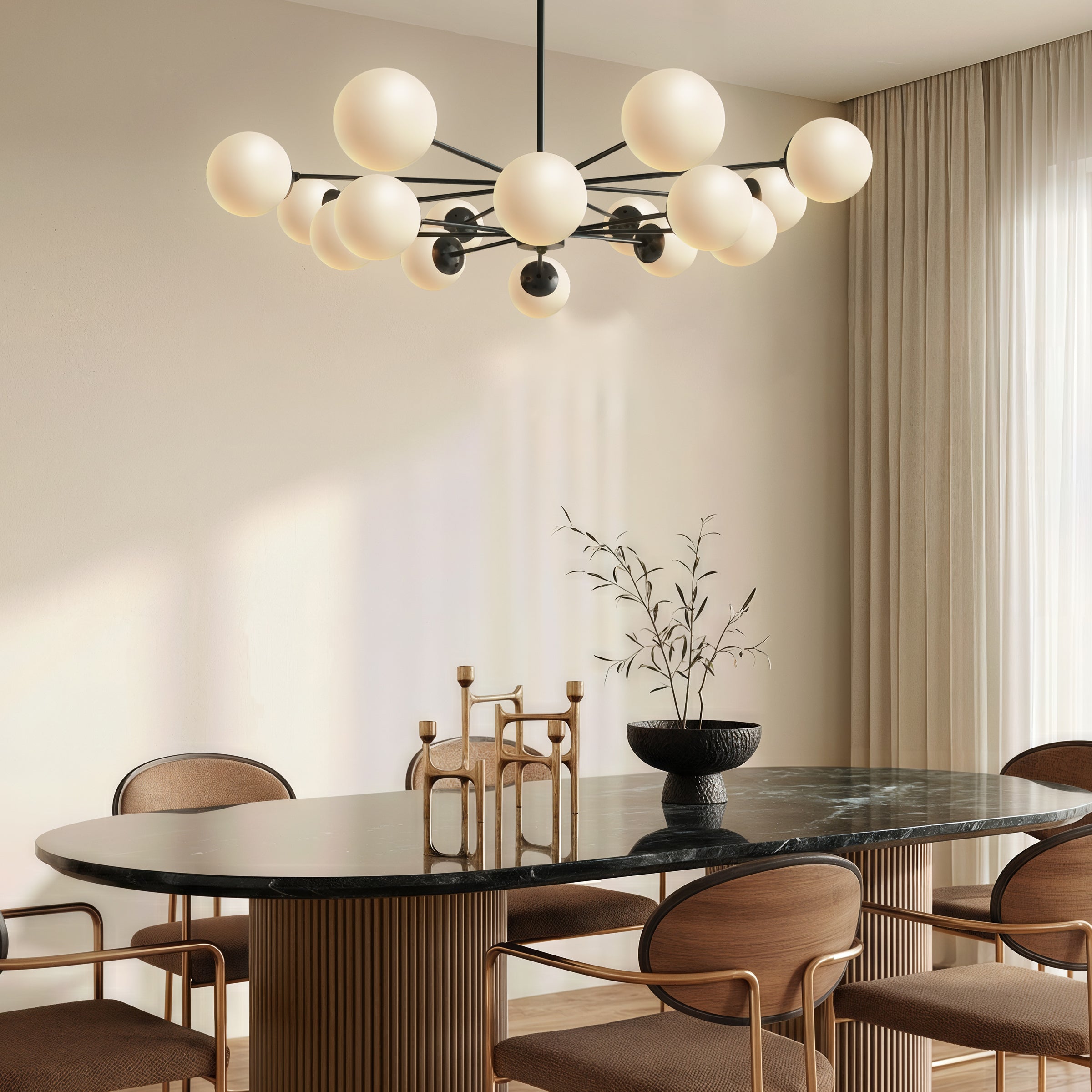 Freyza - Lightsin Cumulus - Modern Metal Chandelier Tubular Design Chandelier with LED White Shade