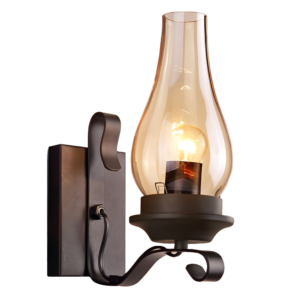 Freyza - Glass Wall Sconce – Industrial Retro Iron Vintage E27 (20x30cm)