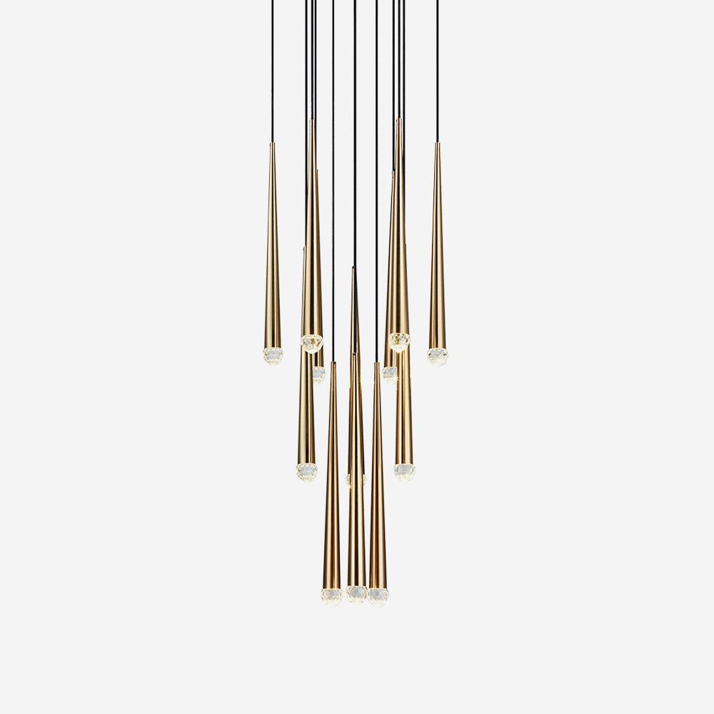 Freyza | Lustre en laiton noir avec abat-jour en cristal – Salle à manger, salon