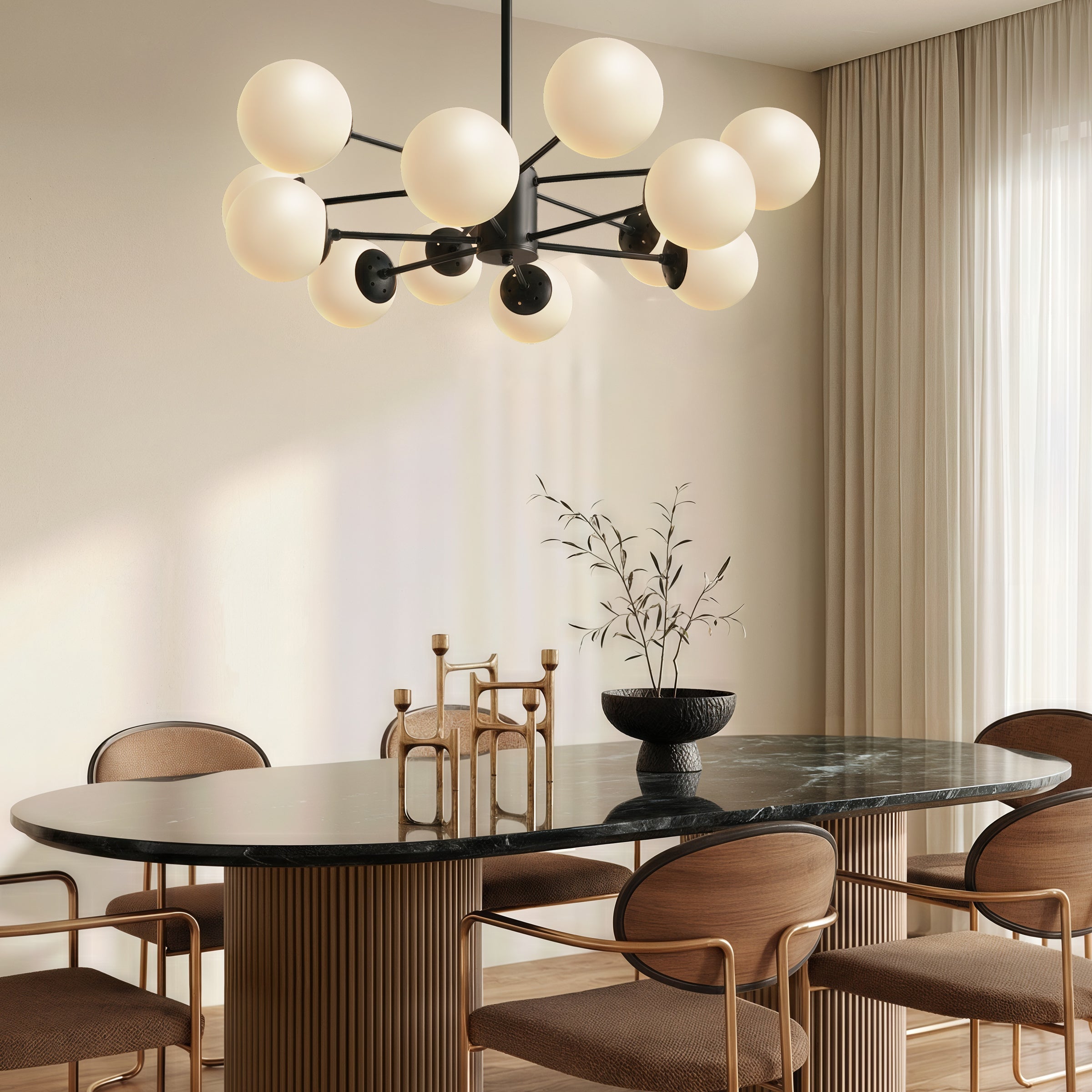 Freyza - Lightsin Cumulus - Modern Metal Chandelier Tubular Design Chandelier with LED White Shade