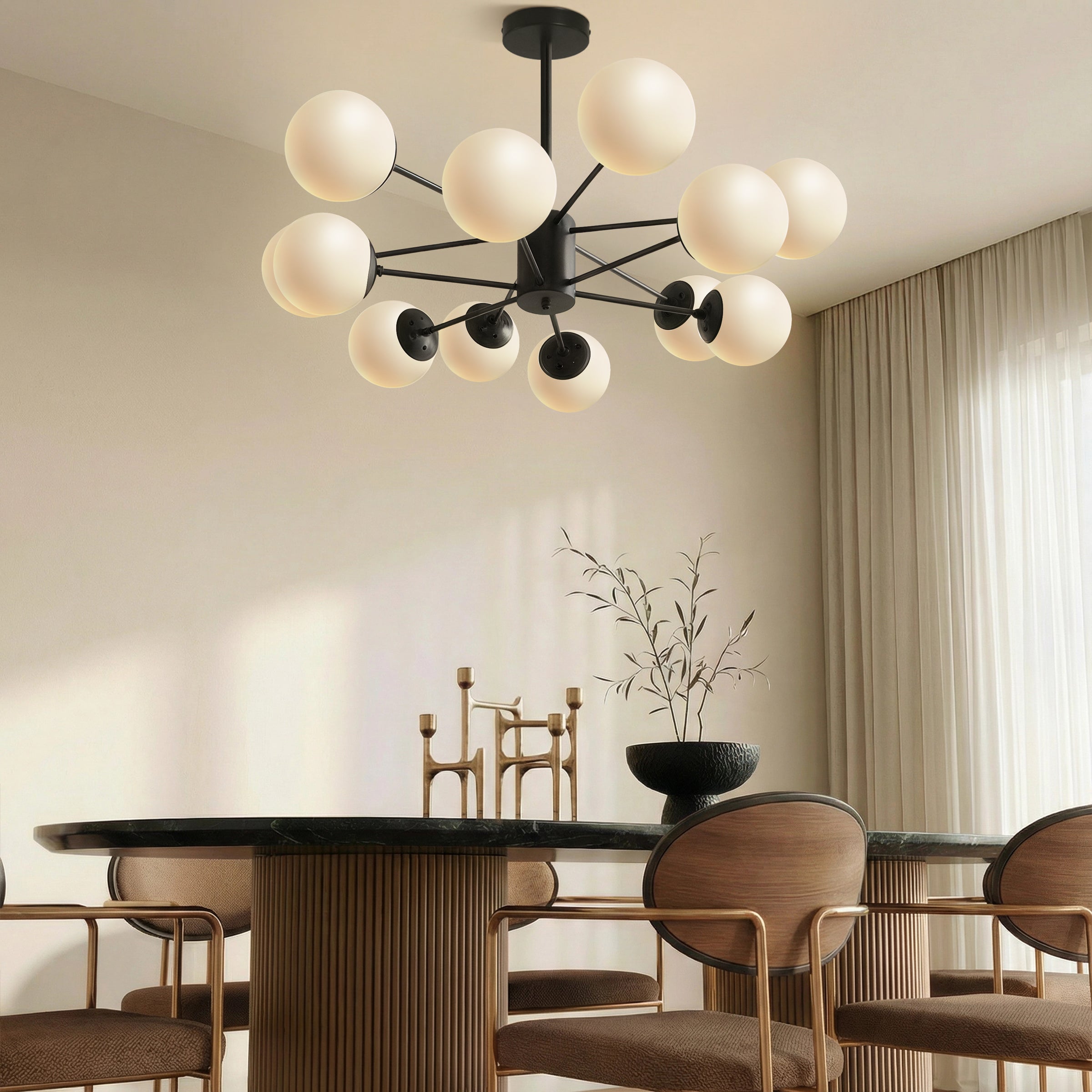 Freyza - Lightsin Cumulus - Modern Metal Chandelier Tubular Design Chandelier with LED White Shade