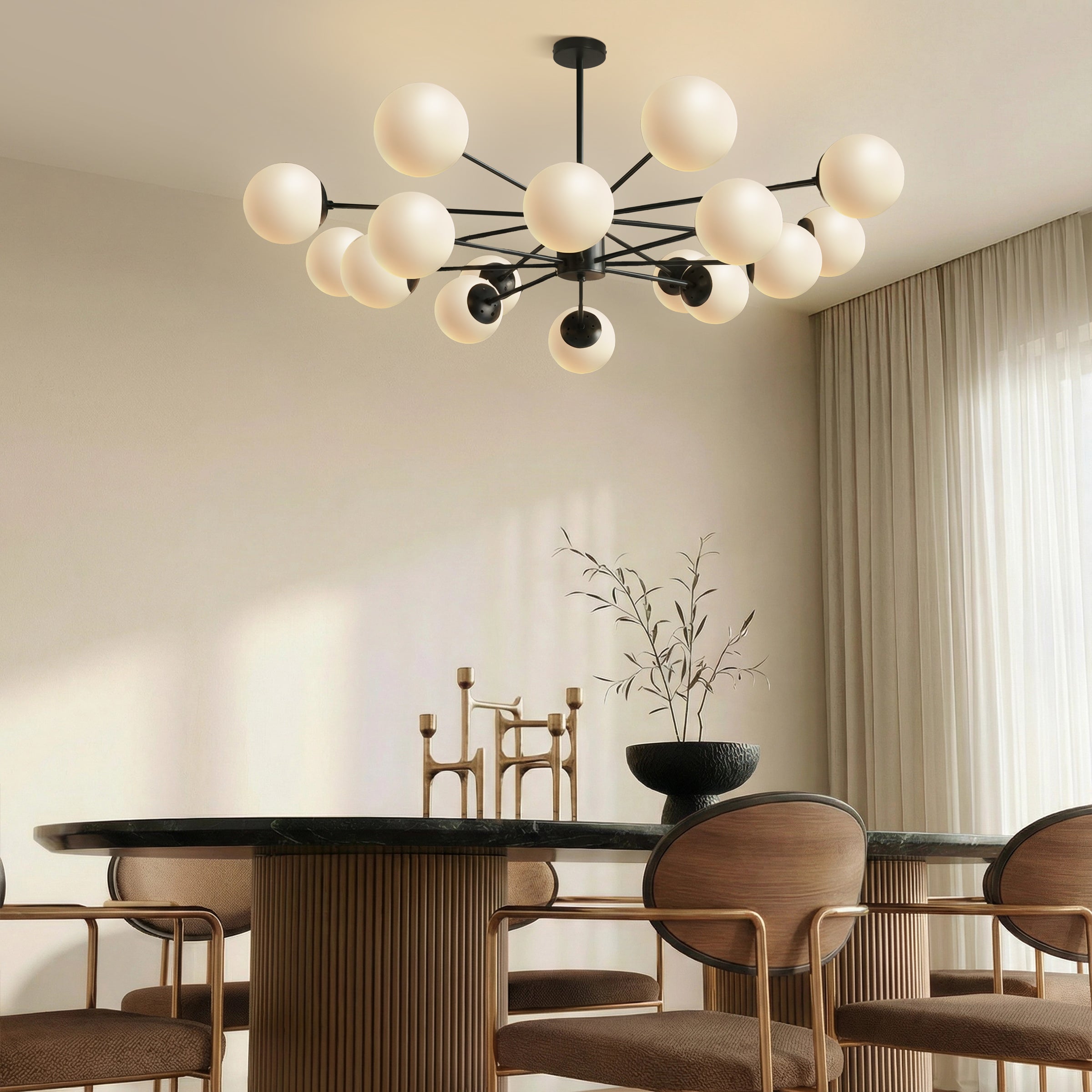 Freyza - Lightsin Cumulus - Modern Metal Chandelier Tubular Design Chandelier with LED White Shade