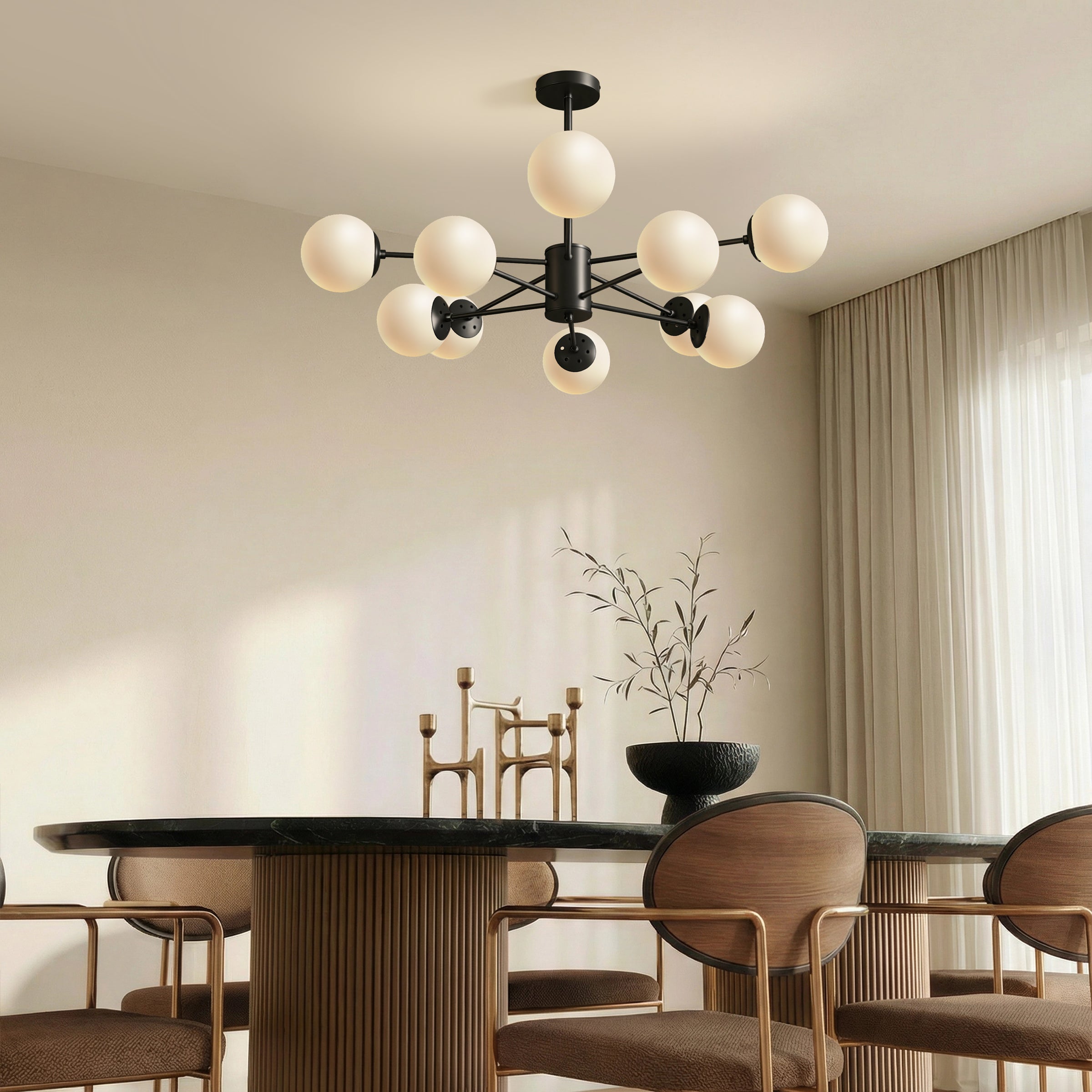 Freyza - Lightsin Cumulus - Modern Metal Chandelier Tubular Design Chandelier with LED White Shade