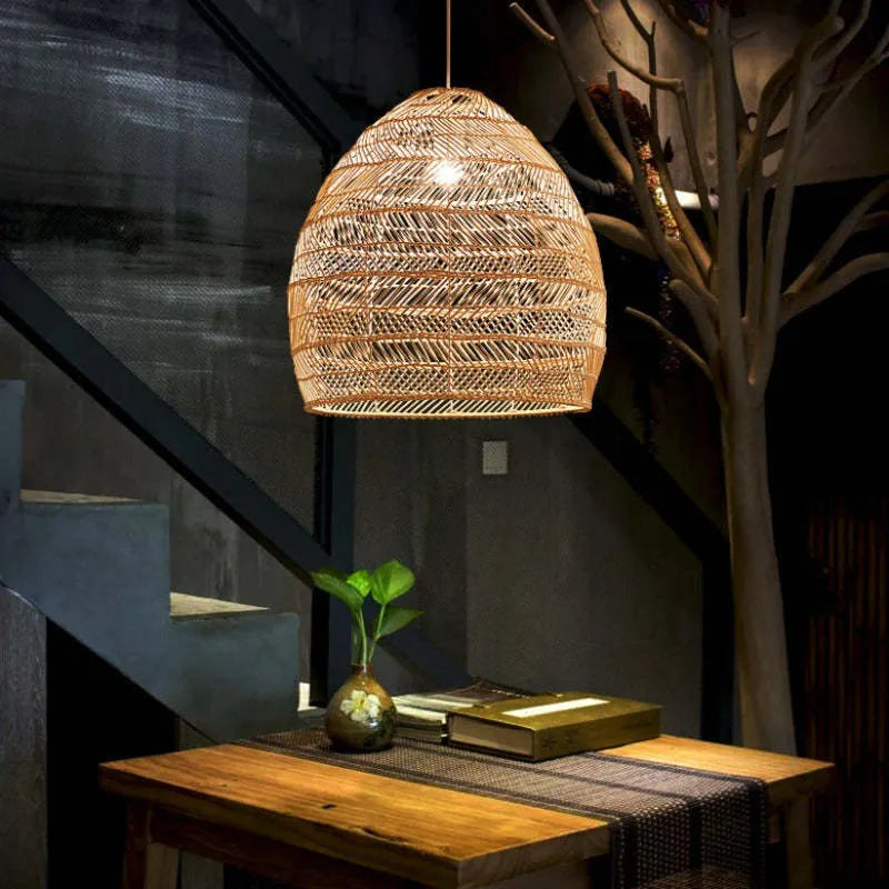 Freyza | Lian Rattan-Bambus-Rattan-Pendelleuchte – Küche, Esszimmer