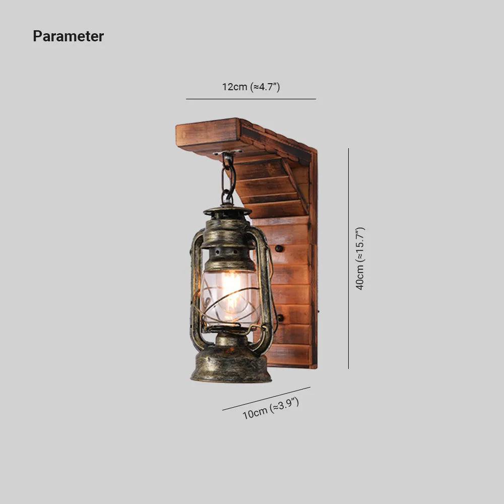 Freyza | Lyros Lantern Vintage Wood Indoor Wall Light – Vintage Bedroom Living Room
