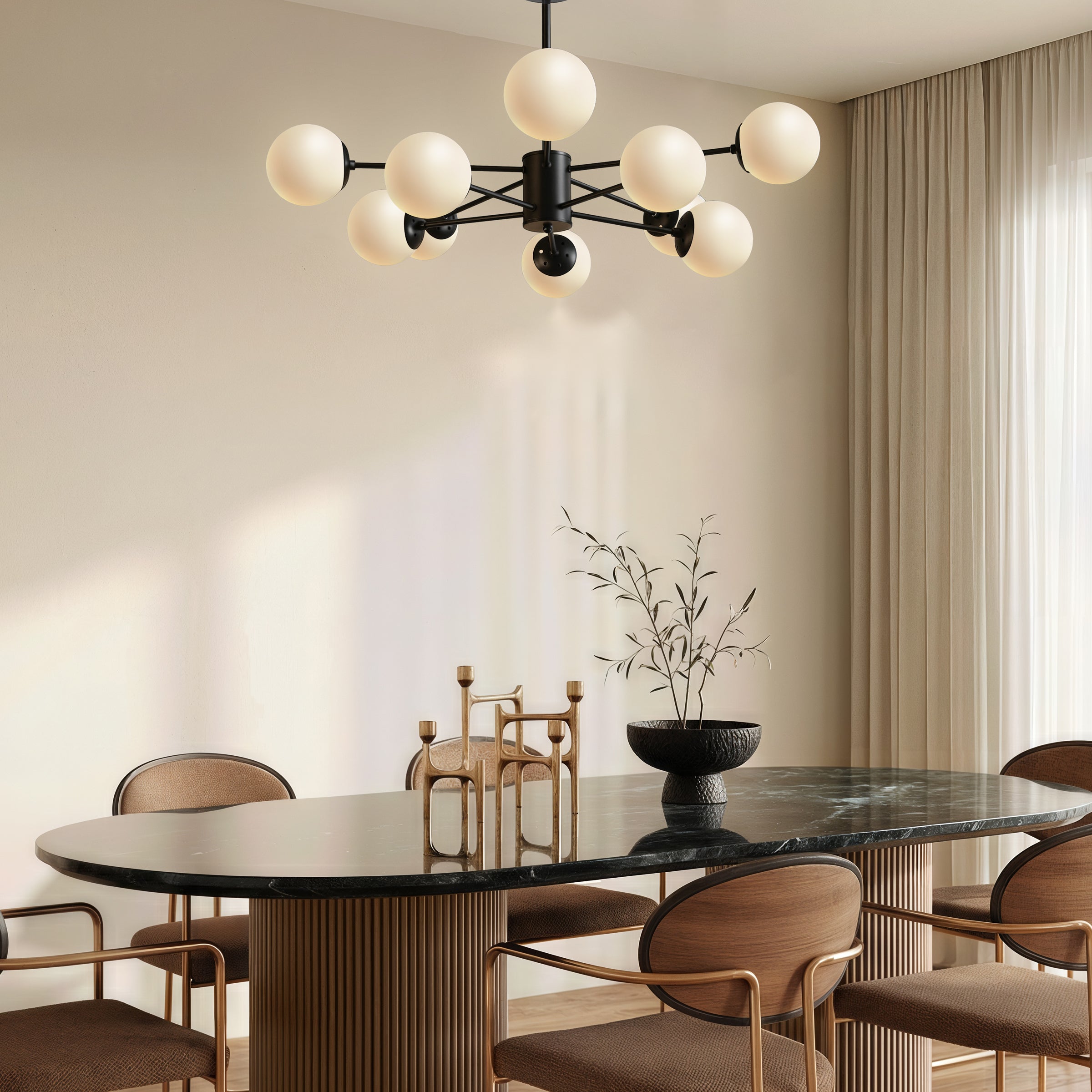 Freyza - Lightsin Cumulus - Modern Metal Chandelier Tubular Design Chandelier with LED White Shade