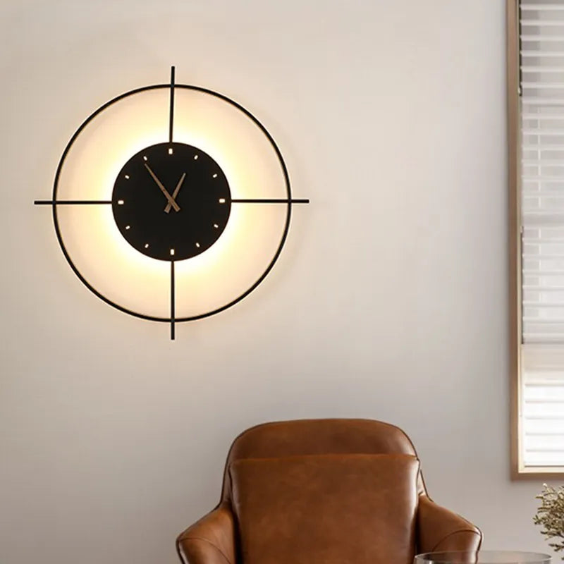 Freyza | Glint Modern Clock Black Gold Indoor Wall Light – Modern Bedroom Living Room