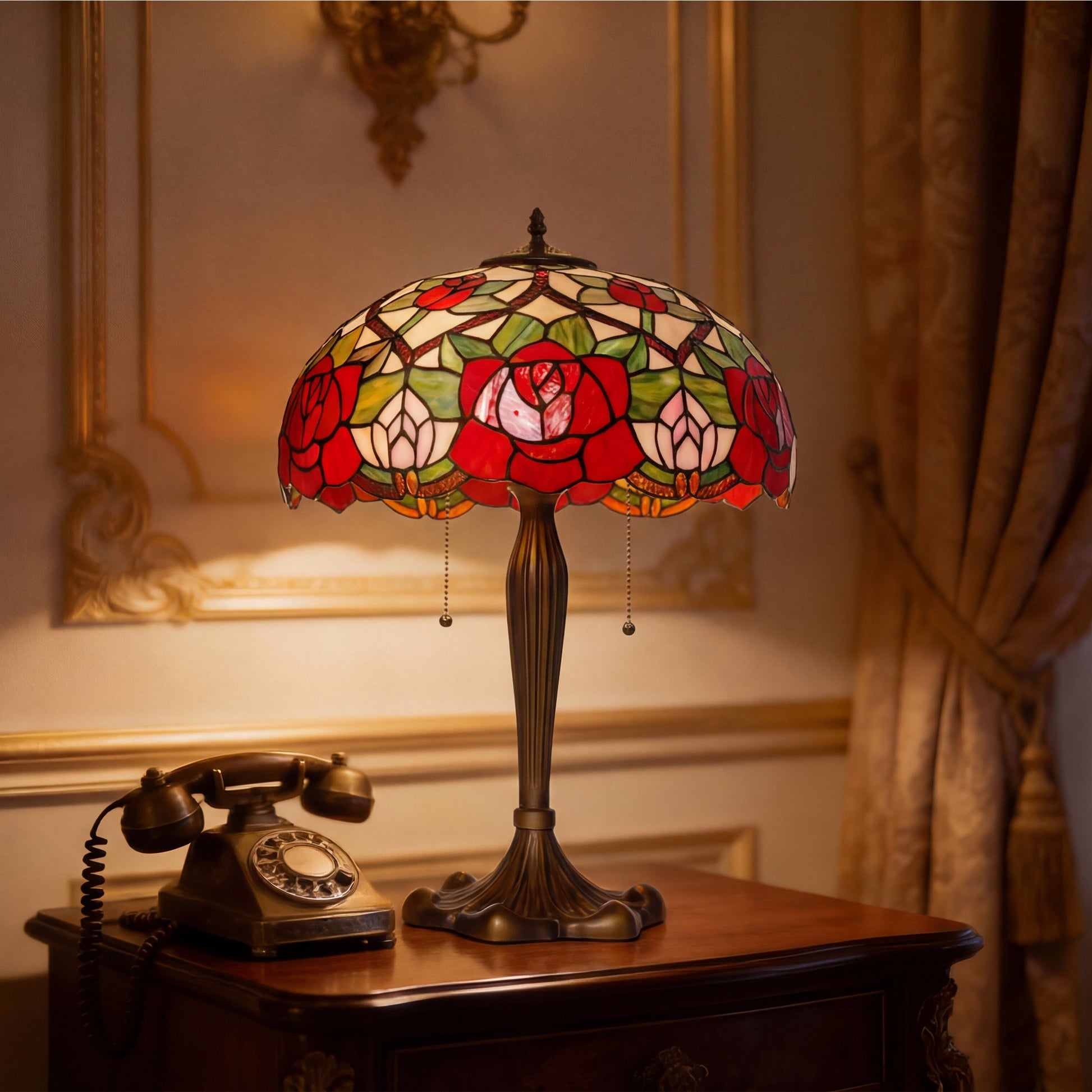 RoseGlass | Elegant Handcrafted Stained Glass Table Lamp 2