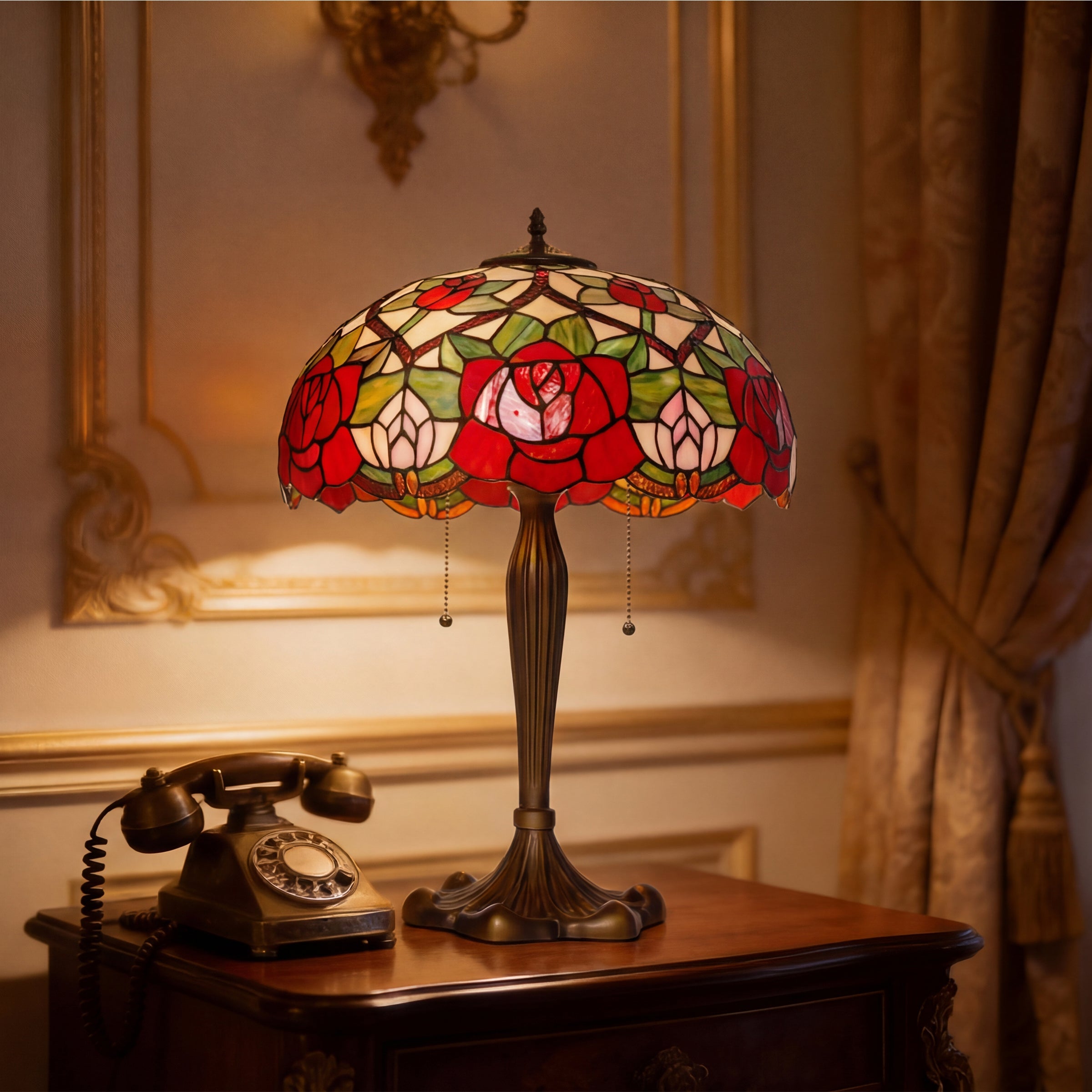 RoseGlass | Elegant Handcrafted Stained Glass Table Lamp 2