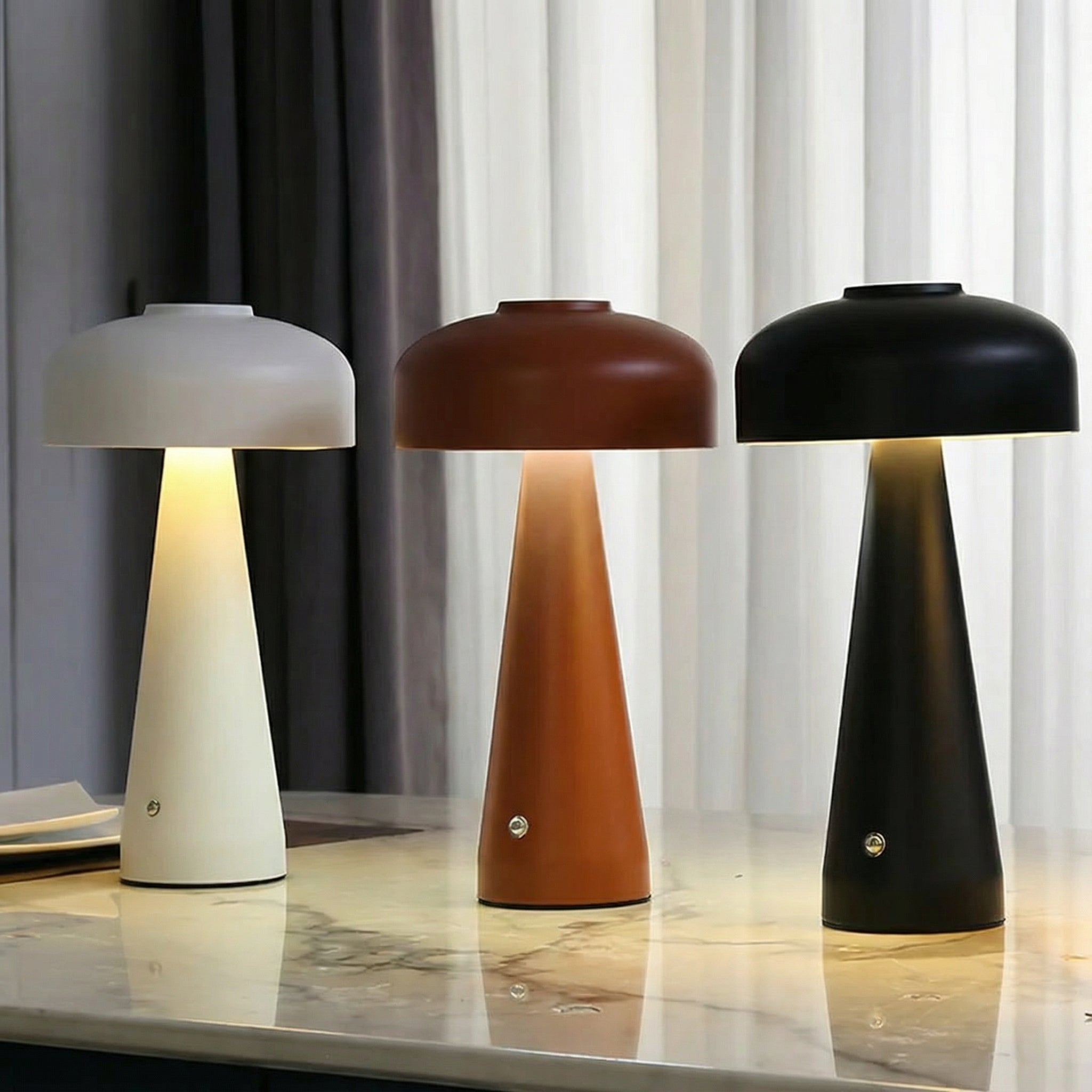 Freyza - Mushroom Table Lamp Cordless Rechargeable LED Touch Dimming Metal 27cm / 10.6in