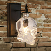 Freyza - Gothic Glass Skull Wall Sconce – Industrial Retro Iron Wall Lamp & Art Decor (E14)