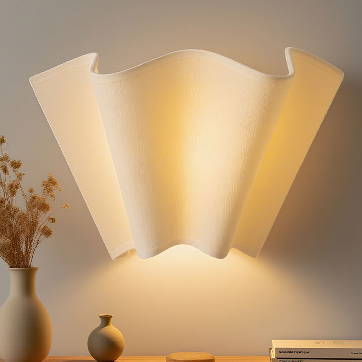 Freyza | Curve Scalloped Linen Wall Lamp