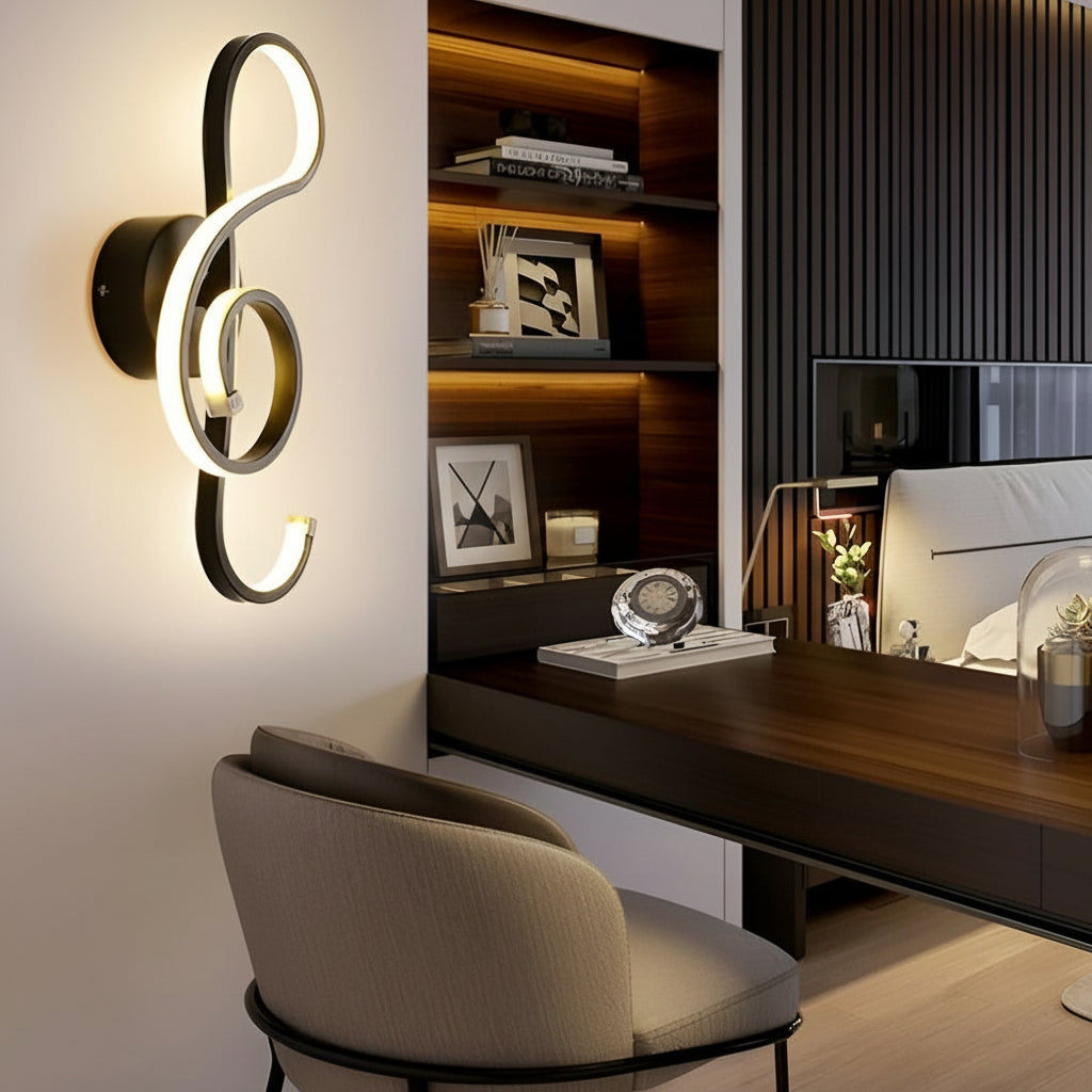 Freyza - Musical Note LED Wall Sconce – Modern Artistic Music Decor Wall Lamp (Black/White)
