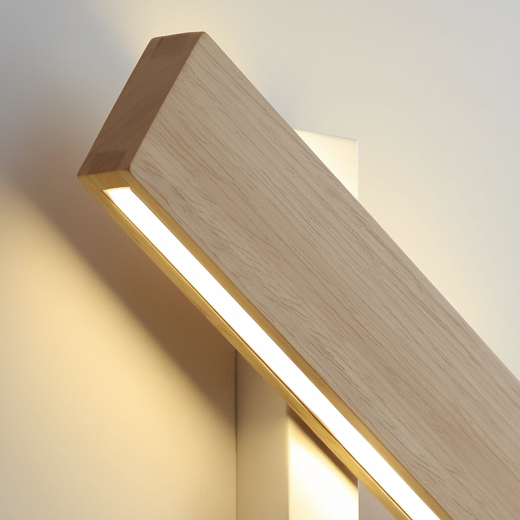 Freyza - Nordic Wood LED Wall Sconce – 360° Rotatable Bedside Wall Lamp (Warm White)
