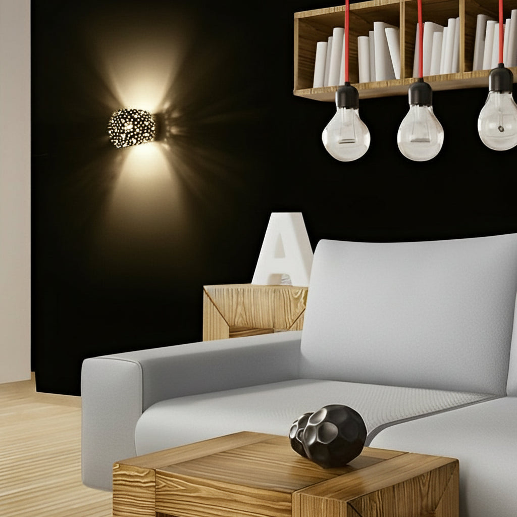 Freyza - Nordic Wall Sconce Round Hollow Gypsum White LED 15cm / 6in Paintable Up Down Light