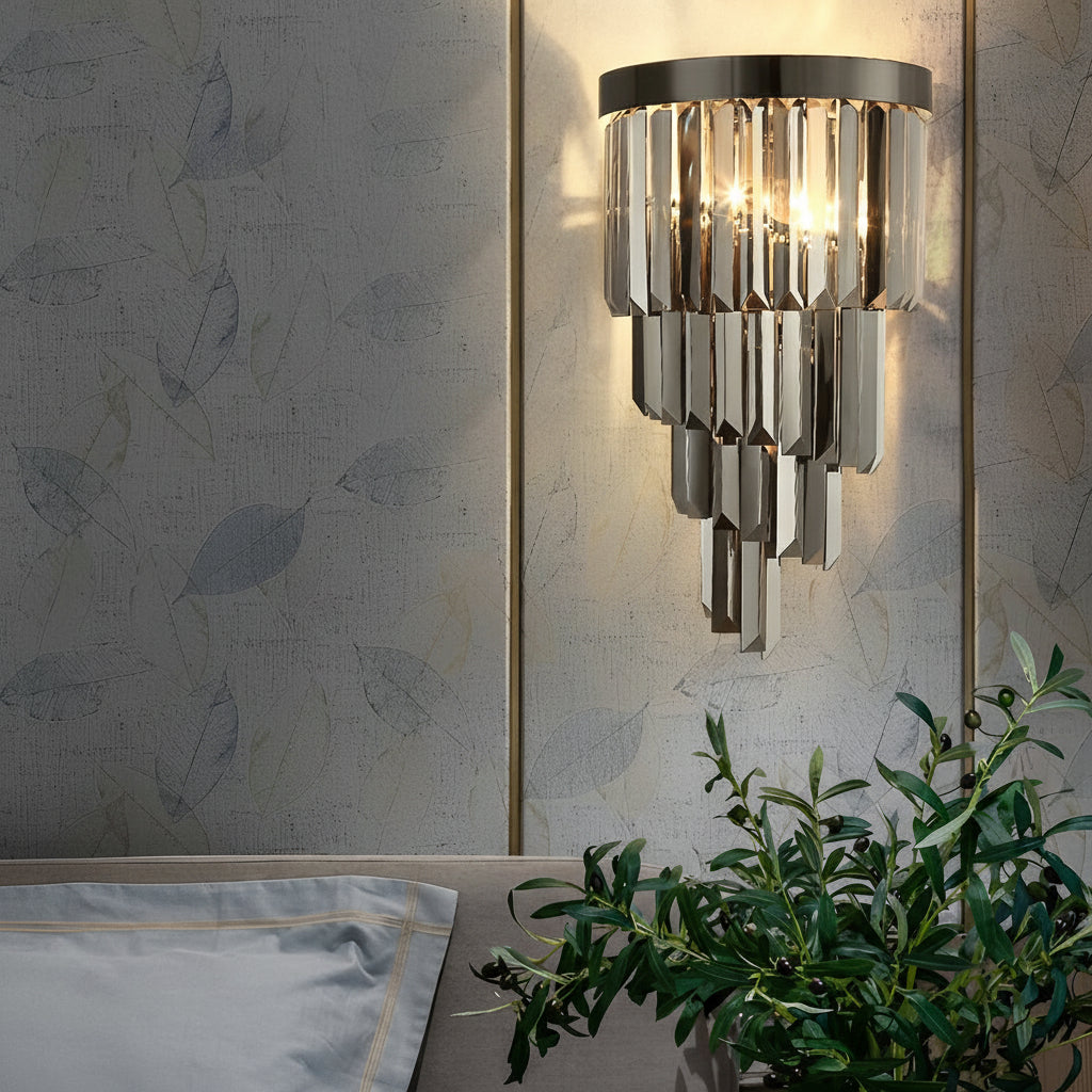 Freyza - LED-Wandleuchte – Moderner Kristall Edelstahl Rauchgrau (45x25cm / 18x10in)