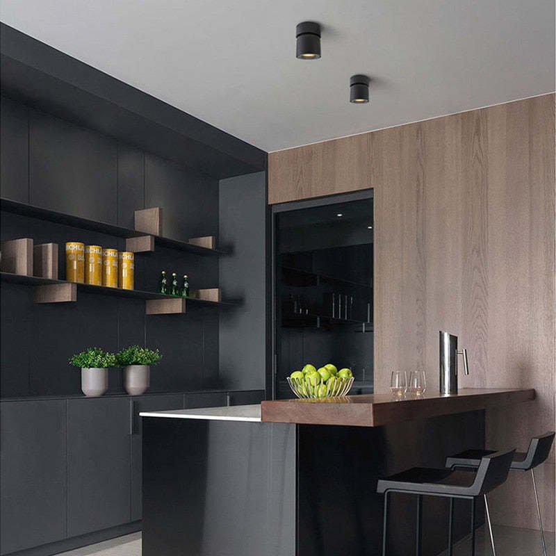 Freyza | Kilo Spotlight Modern Black White Flush Mount Ceiling Light – Modern Bedroom Hallway Kitchen