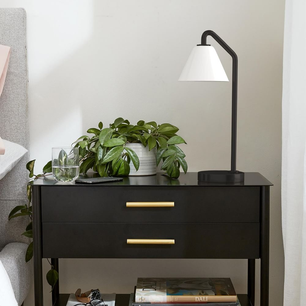 Freyza | Glas-Tischlampe – moderne Nachttischlampe fürs Schlafzimmer