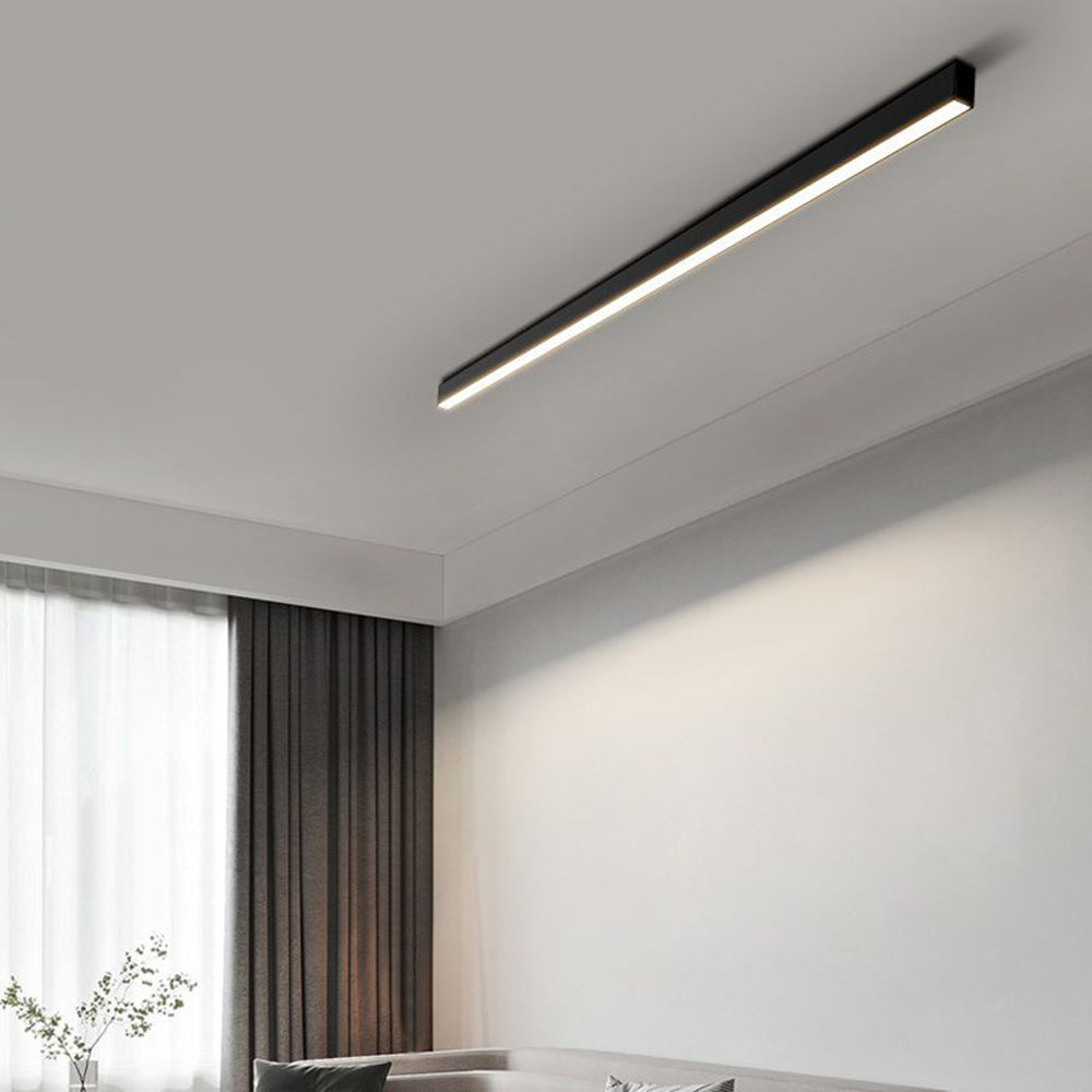 Freyza | Solin lineare schwarze Deckenleuchte zur flächenbündigen Montage – Schlafzimmer, Flur, Küche