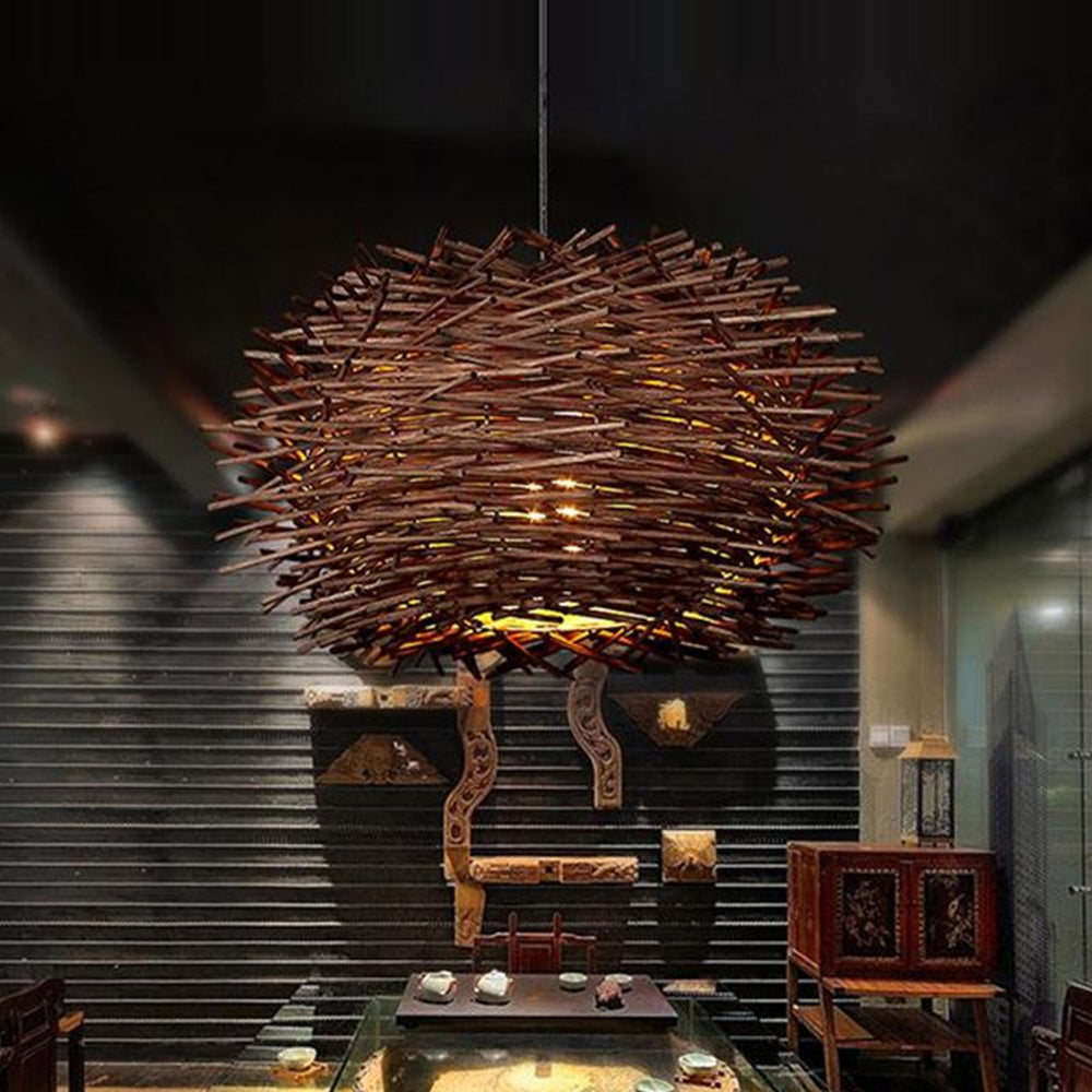 Freyza | Suspension en bois et rotin Muto en forme d’oiseau – Cuisine, salle à manger