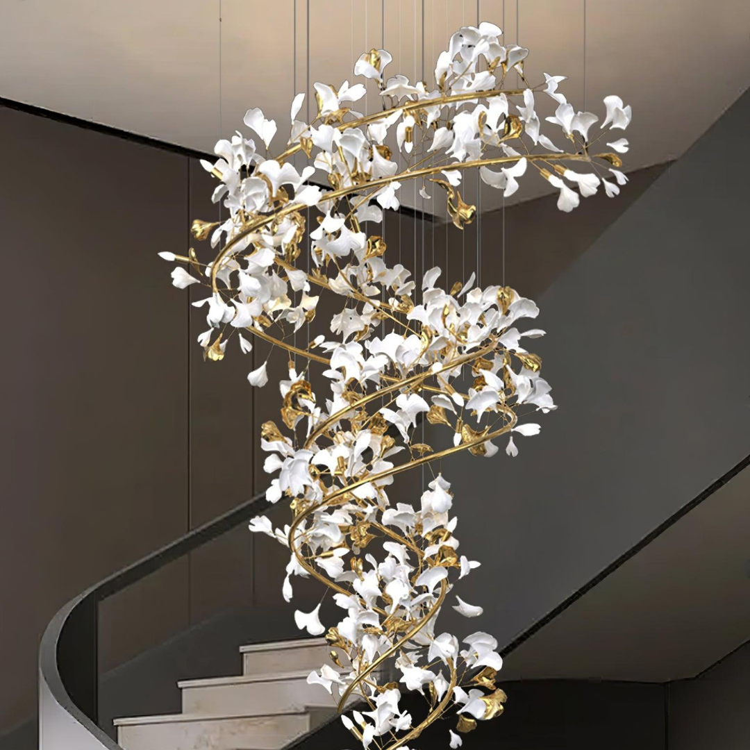 Freyza | Lustre moderne en céramique dorée Olivia – Salle à manger et salon modernes