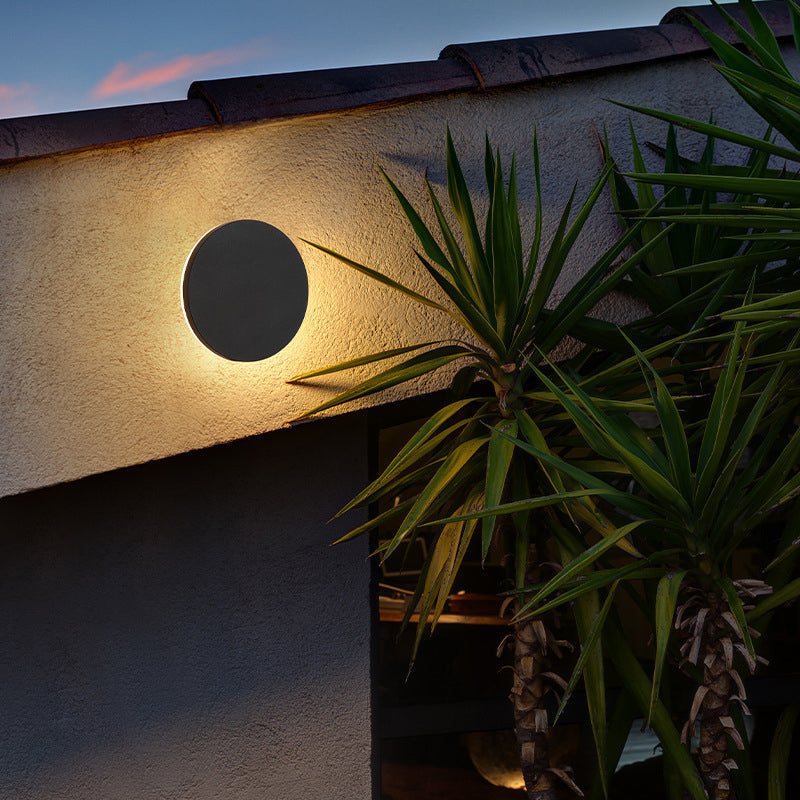 Freyza | Klyne applique murale extérieure ronde minimaliste noire et blanche – jardin, porche, extérieur