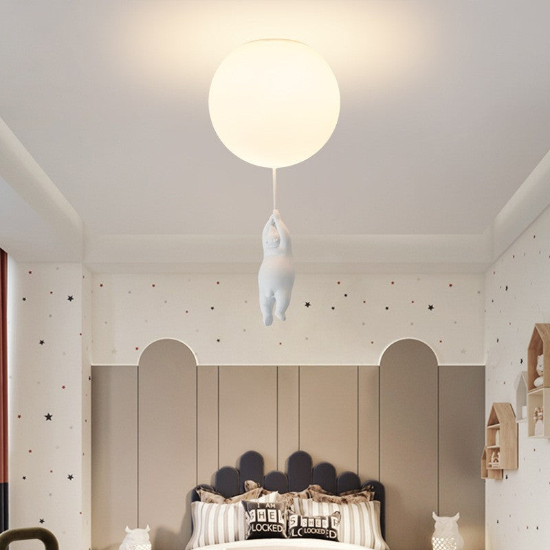 Freyza | Plafonnier à montage affleurant en forme d’ours avec ballon – chambre, couloir, cuisine