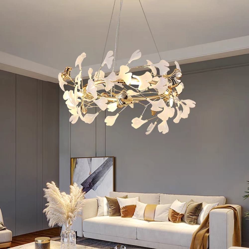Freyza | Lustre en céramique doré moderne Olivia – Salle à manger et salon modernes