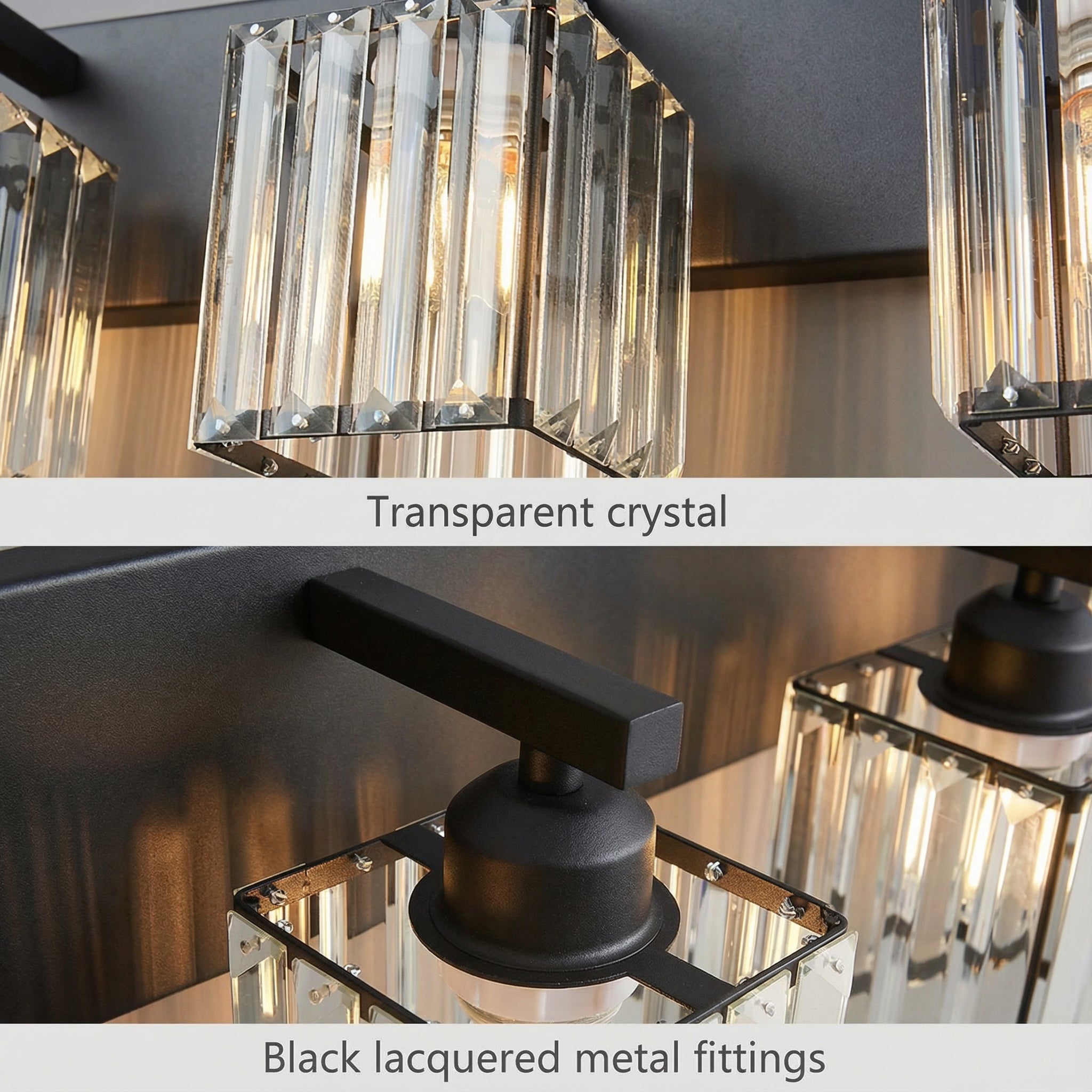 Freyza - Wall Sconce Modern Square LED Crystal Indoor Vanity Bedroom 2-4 Lights
