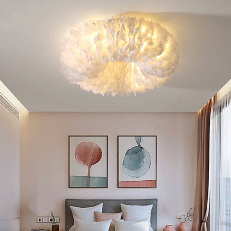Freyza | Moore Swan Feather Flush-Mount-Deckenleuchte – Schlafzimmer, Flur, Küche
