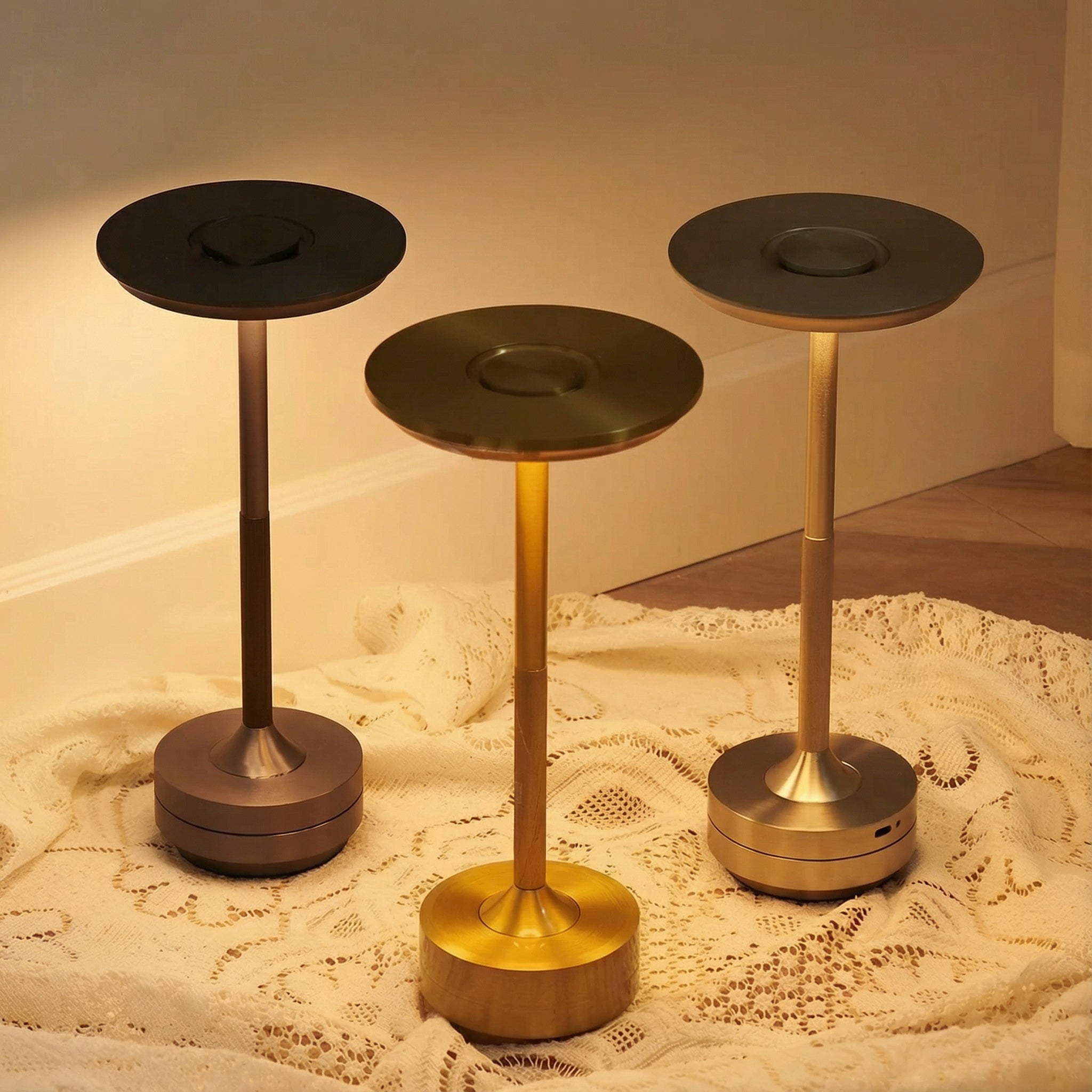 Freyza - LED Table Lamp Cordless UFO Design Plated Metal 3-Step Dimming 28cm / 11in