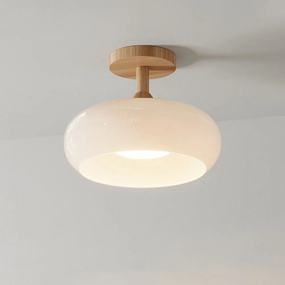 Freyza | Plafonnier affleurant en verre blanc – Minimaliste pour chambre, couloir et cuisine