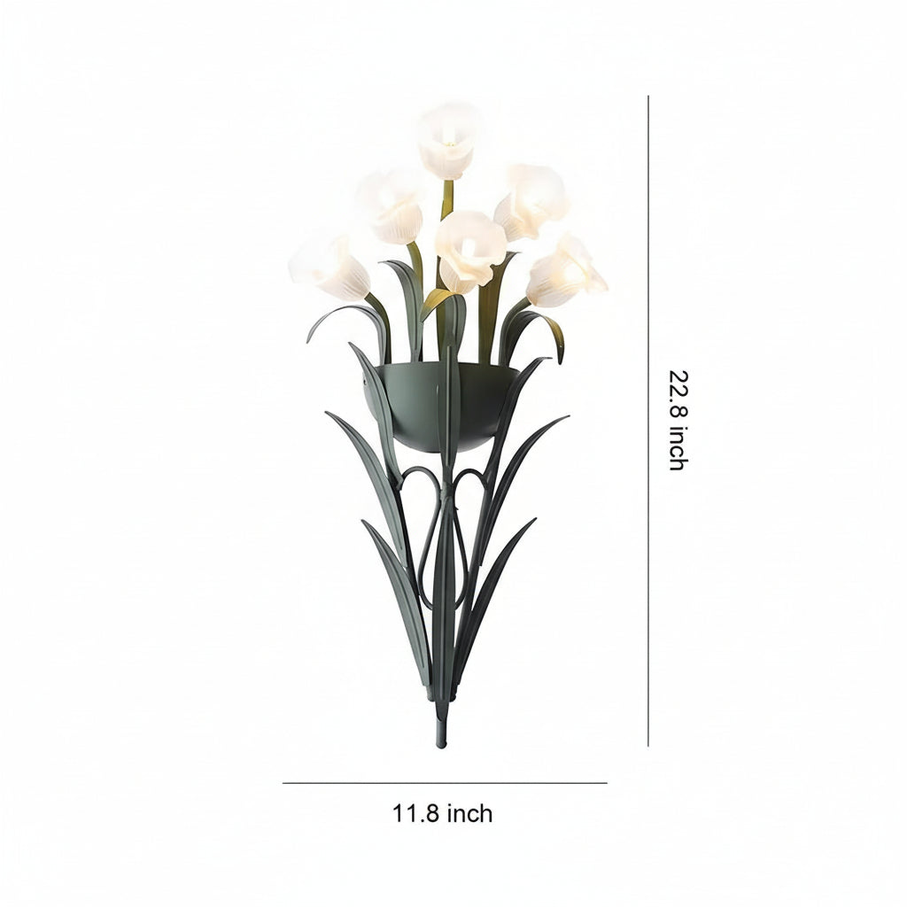 Freyza - LED Wall Sconce Light – Art Deco French Floral Green Glass (58x30cm / 22.8x11.8in)