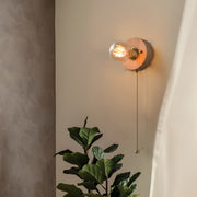 Freyza - Mid-Century Walnut Wood Wall Sconce – Vintage Bedside Wall Lamp with Pull Chain (E27)