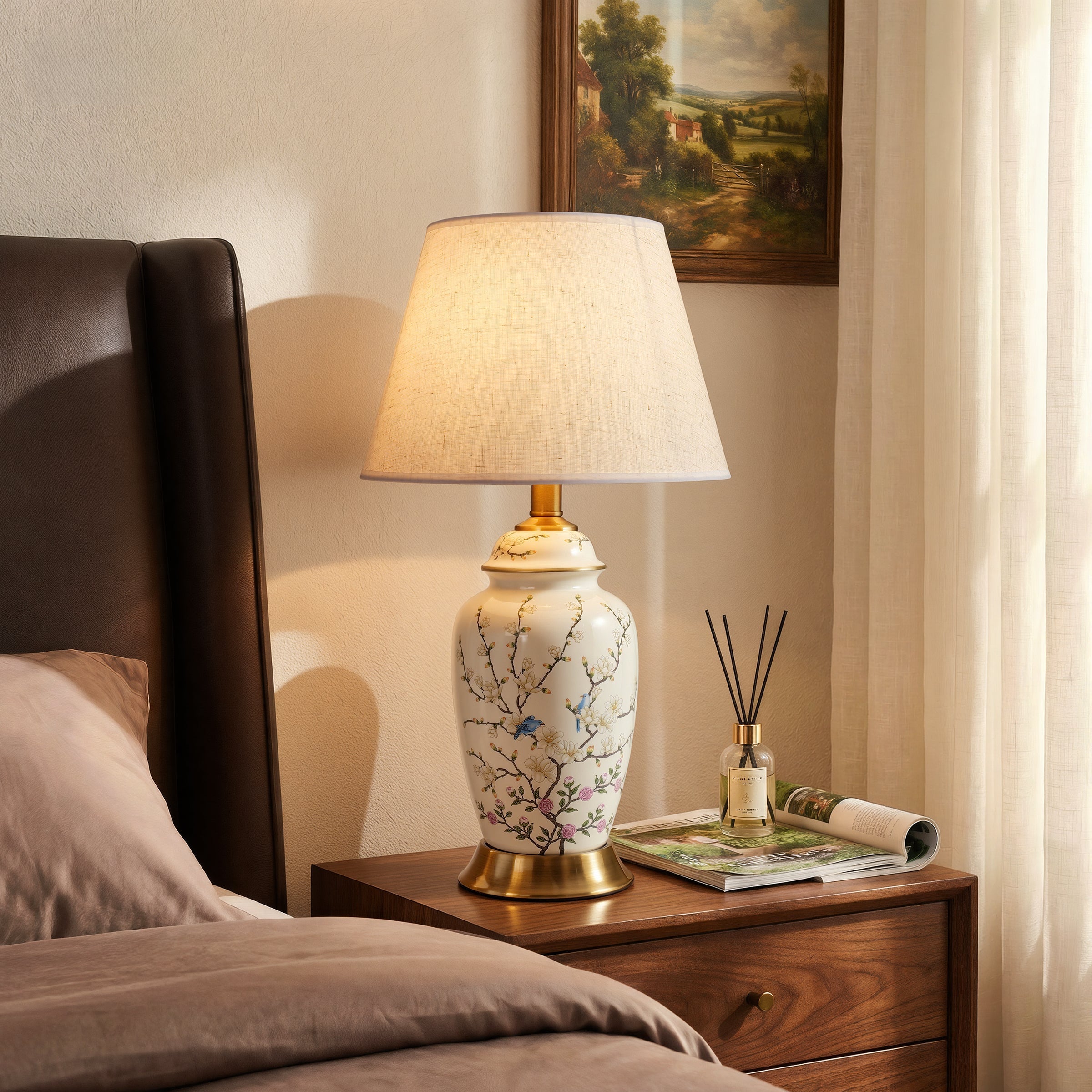 Ceramic Elegance | Timeless Hand-Painted Chinoiserie Table Lamp 2