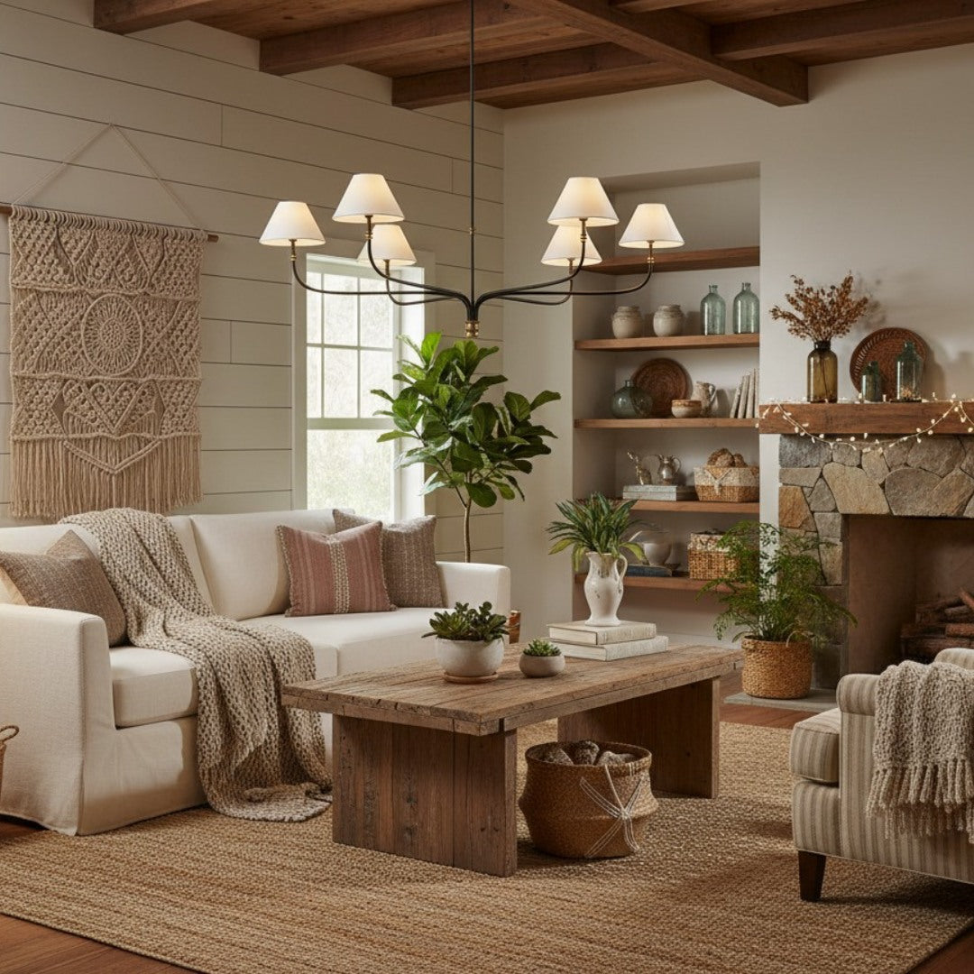 Freyza | Multi-Light Fabric Chandelier – Dining Room Living Room