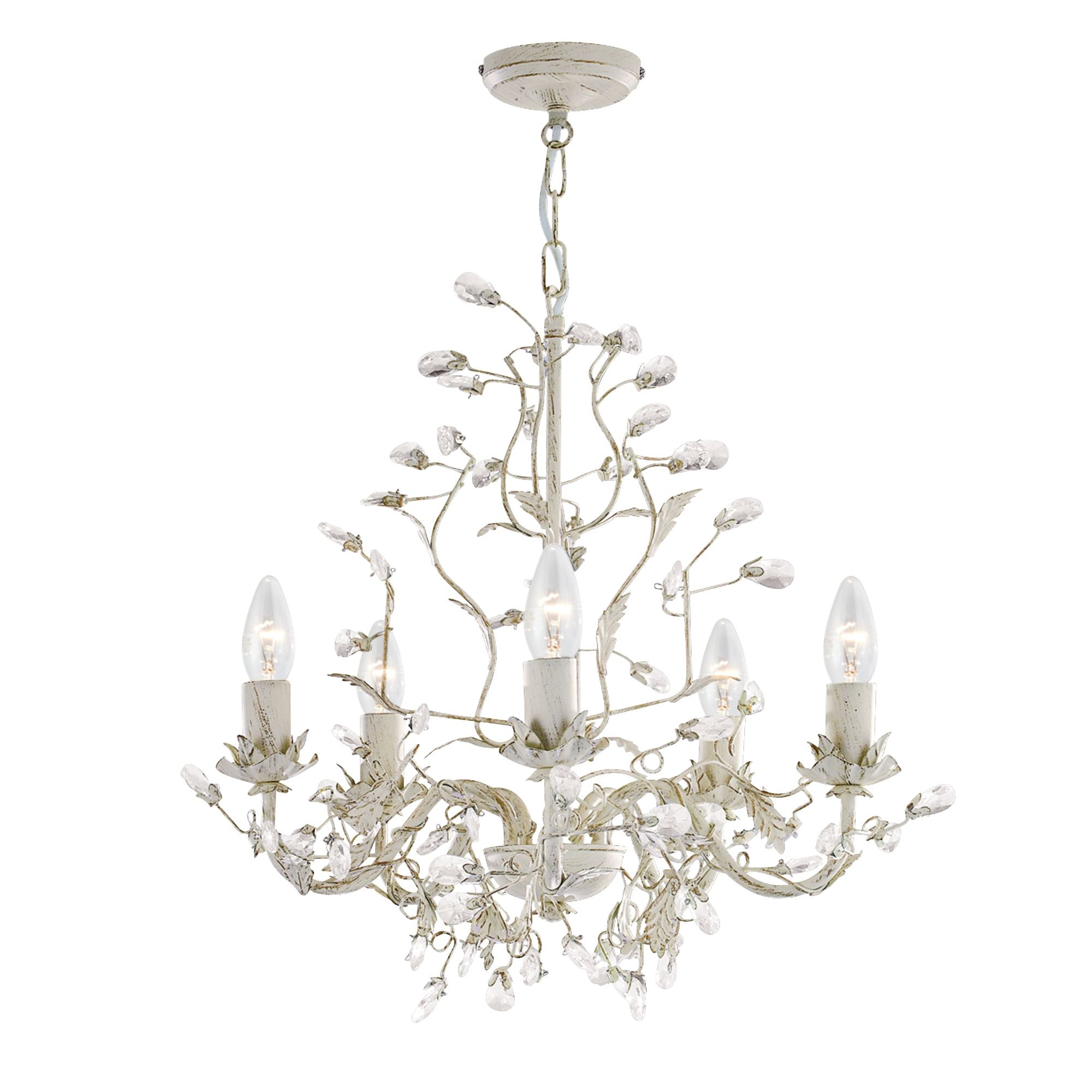 Freyza - Almandite 5 light Cream Chandelier Ceiling Light