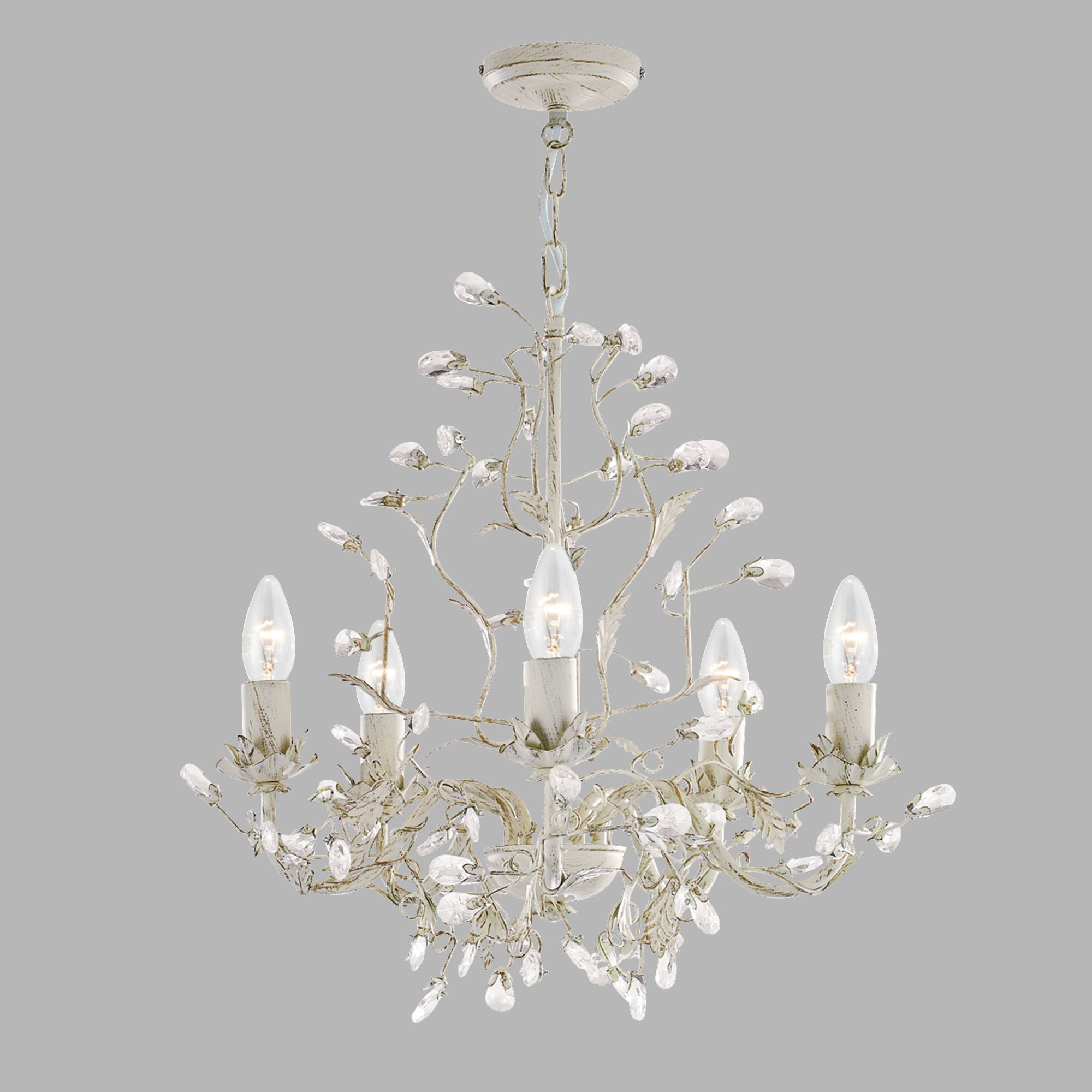 Freyza - Almandite 5 light Cream Chandelier Ceiling Light