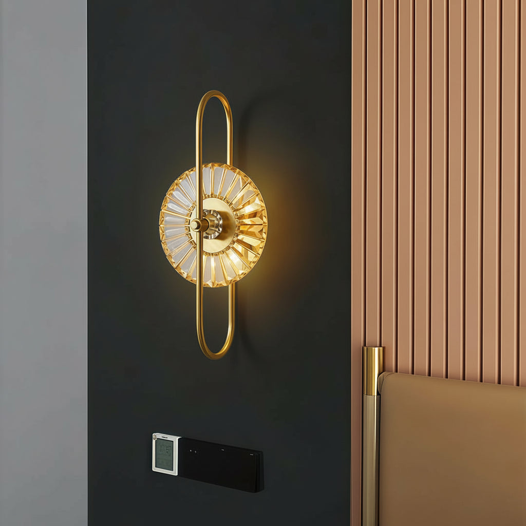 Freyza - LED Wandleuchte – Art Deco Kristall Gold Eisen E14 (25x63cm)