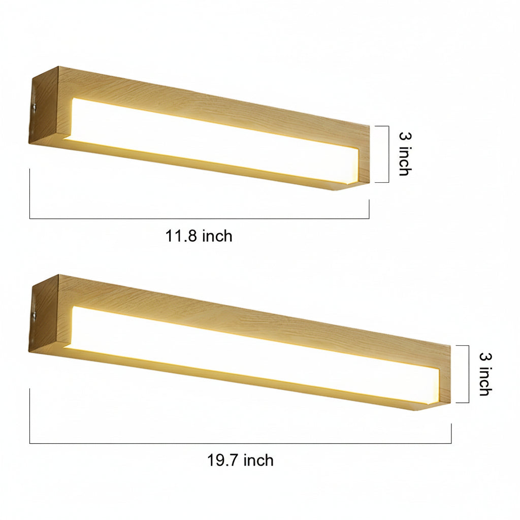 Freyza - LED Wall Sconce Light – Modern Minimalist Geometric Wood Grain Iron (30x10cm / 11.8x3.9in)