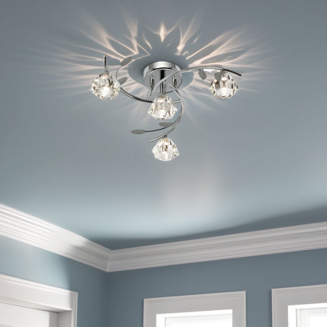 Freyza - Sierra 4 Light Chrome Semi Flush Ceiling Light