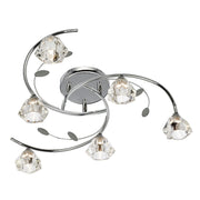 Freyza – 6-Light Chrome & Clear Glass Semi-Flush Ceiling Light | Indoor Lighting Fixture with G9 Bulb Fittings