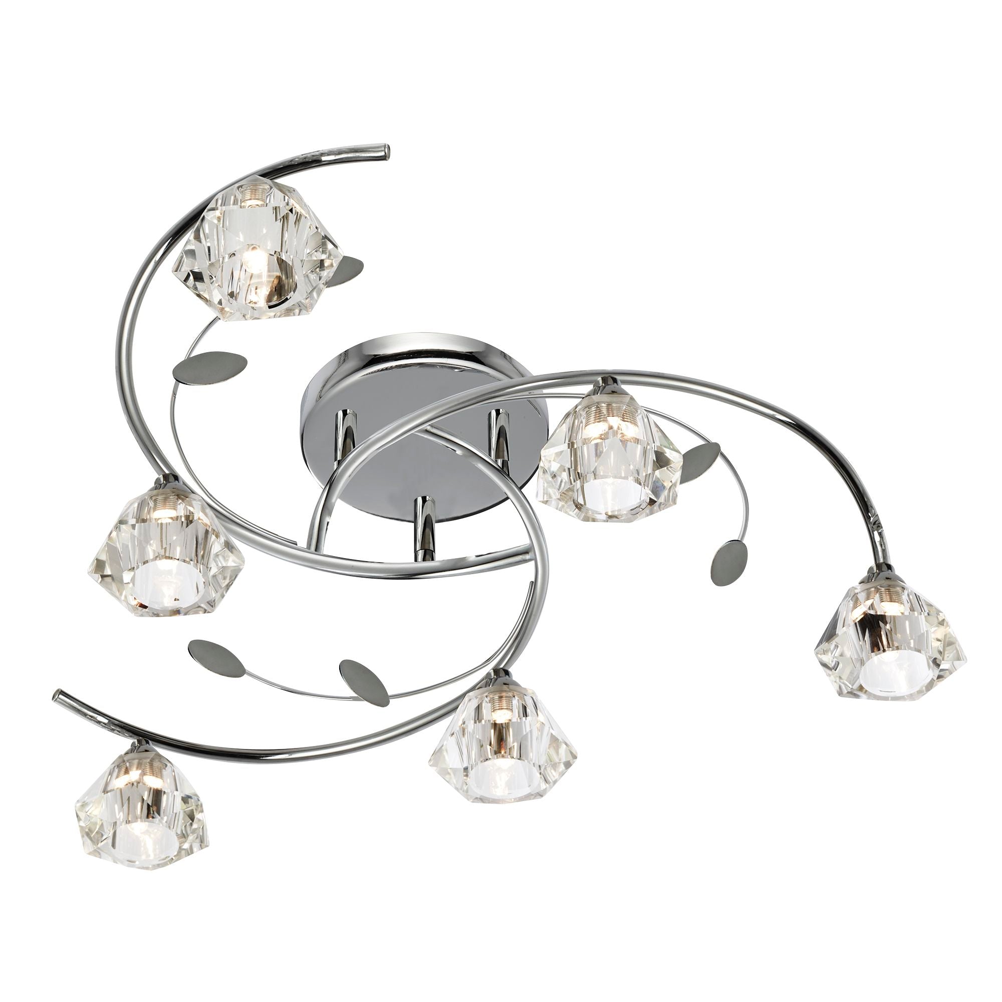 Freyza – 6-Light Chrome & Clear Glass Semi-Flush Ceiling Light | Indoor Lighting Fixture with G9 Bulb Fittings